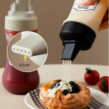 350ml 5 Gaura Stoarce Condiment Sticle Cu Duze din Plastic Ketchup Muștar Sosuri Calde Ulei de Măsline Sticle de Accesorii de Bucătărie