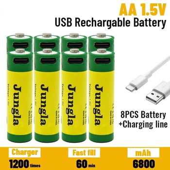 Baterii litiu-ion USB AA 1.5 V 6800mAh reîncărcabilă rapidement par capacité de se toarnă clavier de jouet nouveauté