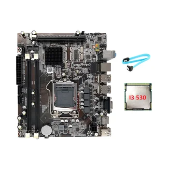H55 Placa de baza LGA1156 Suporta I3 530 I5 760 Serie CPU Memorie DDR3 Desktop Computer Placa de baza+CPU I3 530+Cablu SATA