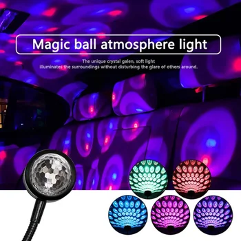 USB Mini Disco Ball Lumini 9 Moduri Multicolor Acoperiș Masina Stele de Lumină LED-uri Atmosferă Proiector Control Vocal Lampă Decorativă