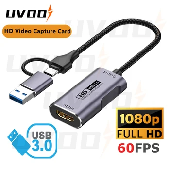 UVOOI Card de Captura Video HDMI-compatibil cu USB 3.0 USB de Tip C Joc Flux Grabber Record pentru Nintendo Comutator Xbox PS 4 5