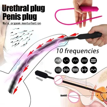Urina Plug Electric Mut De Sex Masculin Masturbator 10 Frecvență De Vibrație Prelungirea Uretral Vibrator Stimulator De Expansiune