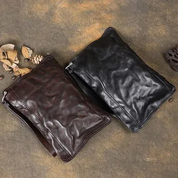 Vintage de lux din piele plisata bărbați sac de ambreiaj casual în aer liber de înaltă calitate naturale piele de vacă multi-card poseta de monede Doamnelor