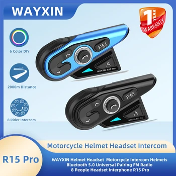WAYXIN Cască Cască de Motocicletă Interfon Căști Bluetooth 5.0 Universal Asocierea Radio FM 8 Persoane Cască Interfon R15 Pro