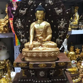 55CM mare de alamă statuie a lui Buddha stabilirea platforma de 30cm de înaltă calitate aurire Shakyamuni Buddha statuie de familie o protecție eficientă