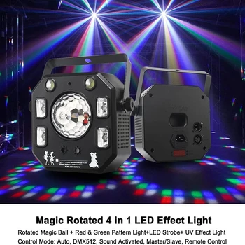 LED Disco Ball DI Etapă Lumină Controller DMX, Stroboscop 4in1 Modele Proiectorul cu Laser UV Blacklight Efect Petrecere de Dans Nunta Lampa