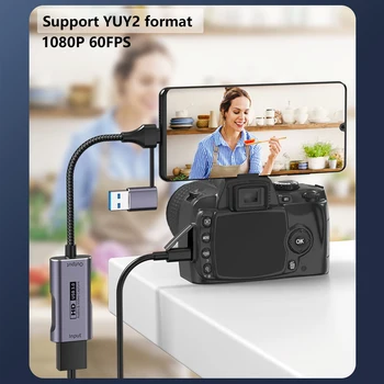 UVOOI Card de Captura Video HDMI-compatibil cu USB 3.0 USB de Tip C Joc Flux Grabber Record pentru Nintendo Comutator Xbox PS 4 5