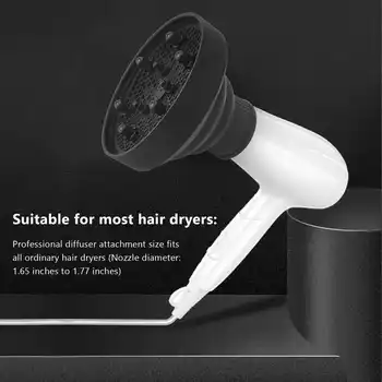 Universal Pliabil Uscător De Păr Atașament Difuzor Pliabil Portabil De Călătorie Pliere Design Se Potrivește Cele Mai Multe Uscatoare De Par-Negru