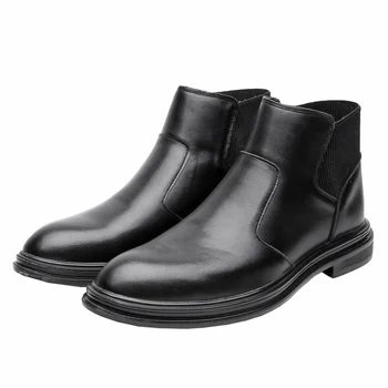 mare casual celebru brand de oameni dimensiune cizme scurte respirabil piele naturala pantofi botine negre chelsea boot botas hombre buty meskie