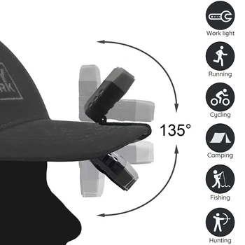 4X Ultra Luminos Hands-Free LED Clip de Pe Pălărie de Lumină - Reîncărcabilă 150 Lumeni Ușor Atenției Capac rezistent la apa Lumina