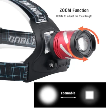 BORUiT B9 Puternic cu Zoom Far 18650 USB Reîncărcabilă LED Faruri Impermeabil în aer liber Vanatoare Camping Lanterna de Cap Lumina