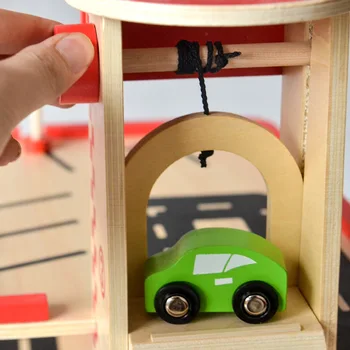 [Funny]de Lemn asamblare DIY simulare Trei etaje, parcare Auto, parcare șorț blocuri de educație copil jucărie cadou de ziua de nastere