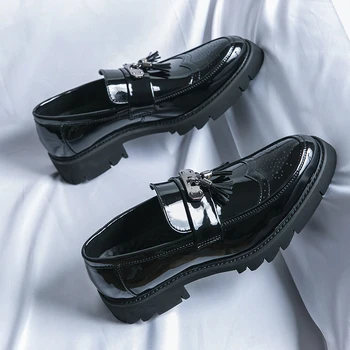 STRONGSHEN Bărbați Ciucure din Piele Pantofi Mocasini Confortabile Aluneca Pe Handmade Casual Mocasini Pantofi de Nunta de Oameni de Afaceri Formal de Pantofi