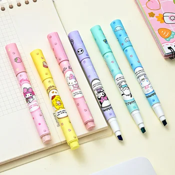 Sanrio Fluorescență Pen 6pcs de Desene animate Anime Papetărie Kuromi Melodia Mea Cinnamoroll Rechizite Student Copii de Desene animate Cadou