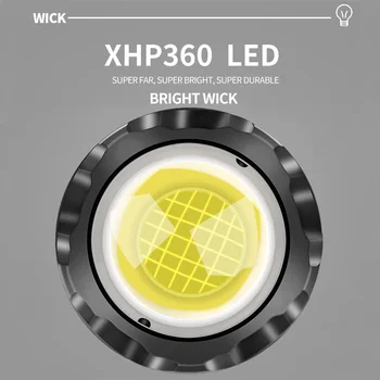 XHP360 Led-uri Lampa de Cap Cu Ieșire Nucleare Lumină Puternică Lovitură Lungă a Farurilor Puternice cu Zoom Faruri USB Reîncărcabilă Proiector