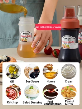 350ml 5 Gaura Stoarce Condiment Sticle Cu Duze din Plastic Ketchup Muștar Sosuri Calde Ulei de Măsline Sticle de Accesorii de Bucătărie