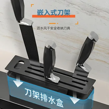 Display Digital 75 * 46cm Feiyu oțel inoxidabil chiuveta de bucatarie multifunctional cu accesorii suportul de cuțit