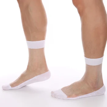 INTELIGENT-MENMODE Bărbați Sexy Culoare Solidă Pur Ciorapi Plasă Ultra-Subțire Transparent Mid-Sosete Respirabil Afaceri Șosete