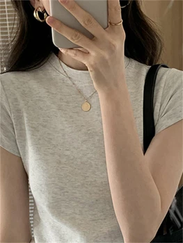 Noul Top De Vara Sexy Tricou Femei Elasticitatea T-Shirt Stil Coreean Femeie Haine Slim Tricou Femei Skinny Maneci Scurte Topuri Tee