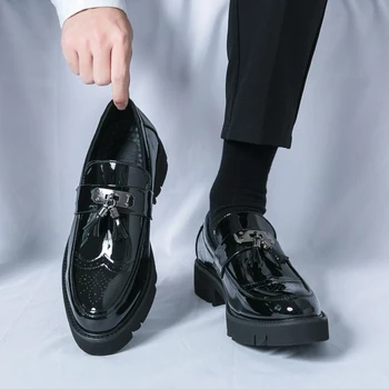 STRONGSHEN Bărbați Ciucure din Piele Pantofi Mocasini Confortabile Aluneca Pe Handmade Casual Mocasini Pantofi de Nunta de Oameni de Afaceri Formal de Pantofi