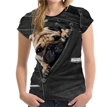 2023 Harajuku O-Neck T-Shirt Casual Supradimensionate, Haine Vintage Print Vara pentru Femei T-Shirt Câine Grafica 3D Tricouri Femei Topuri