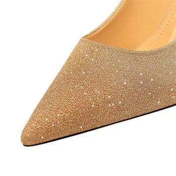 BIGTREE Pantofi Femei Pompe de Aur Roz cu Paiete Pânză de sex Feminin Pantofi de Nunta bareta la Moda Doamnelor Stilet Tocuri inalte Petrecere 2023