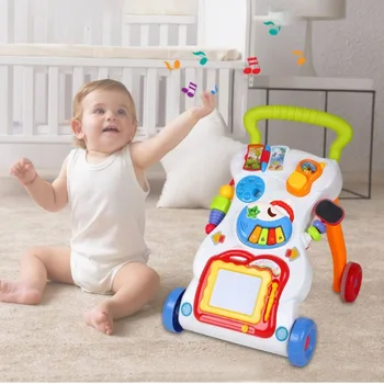 Jucărie Cadou Reglabil Musical Walker Șurub de Înaltă Calitate Sit-to-Stand Baby Walker Copil Cărucior