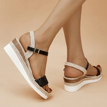 Pantofi pentru Femei de Moda Țesute Wedge Sandale Femei Vara Curea Glezna Gladiator Pantofi Femei Non Alunecare Platforma Sandalias De Mujer