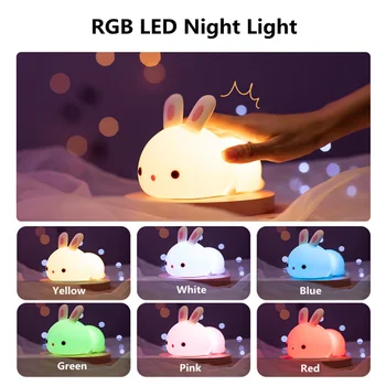 16 ColorsTouch Senzor RGB LED Rabbit Lumina de Noapte USB Reîncărcabilă Silicon Iepuras Lampă pentru Copii Jucărie pentru Copii Festivalul de Cadou