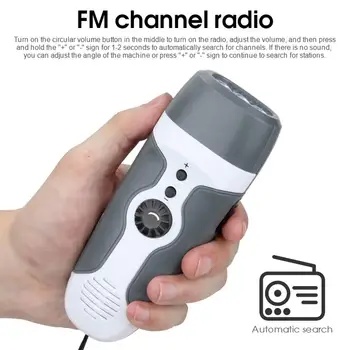 Portabil Manivela Led-Uri Lanterna Cu Radio Fm, Funcție De Alarmă Multifuncțional În Aer Liber Lampă De Urgență